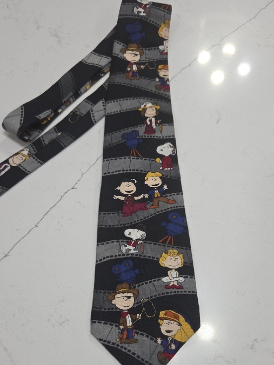 Peanuts Other - Peanuts Black Gray Character Tie - Snoopy & Friends Film Strip